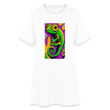 caméléon - Robe T-shirt Femme - blanc - Devant