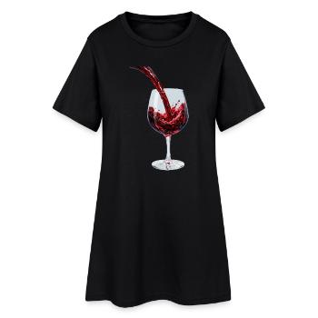Red Wine Stream im Glas - Frauen T-Shirt-Kleid - Schwarz - Vorne
