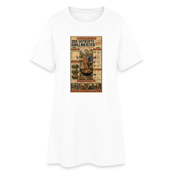 Der geprüfte Grillmeister, die Kohle glüht - Frauen T-Shirt-Kleid - Weiß - Vorne