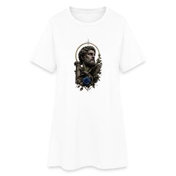 Tattoo art with blue rose - Women’s T-Shirt Dress - white - Front
