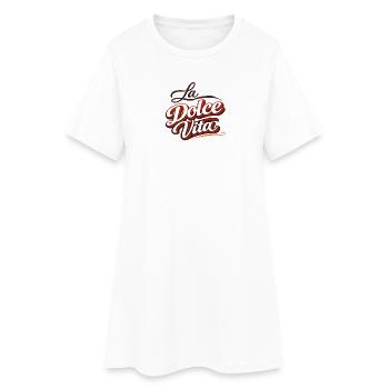 La Dolce Vita Retro Script - Frauen T-Shirt-Kleid - Weiß - Vorne