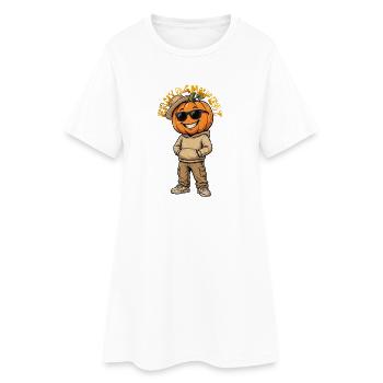 Thanksgiving : une citrouille cool et décontractée dans le style de la rue - Robe T-shirt Femme - blanc - Devant