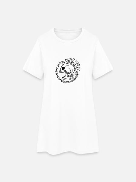 Skull Chain Punk - Black - Frauen T-Shirt-Kleid - Weiß