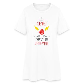 Les Génies Naissent en Septembre Humour - Robe T-shirt Femme - blanc - Devant