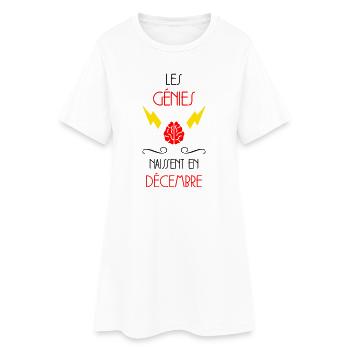 les génies naissent en Décembre - Naissance - HPI - Robe T-shirt Femme - blanc - Devant