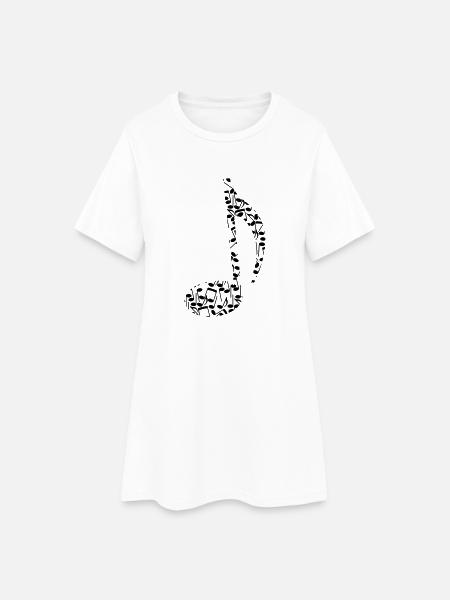 Noten-Note - Frauen T-Shirt-Kleid - Weiß