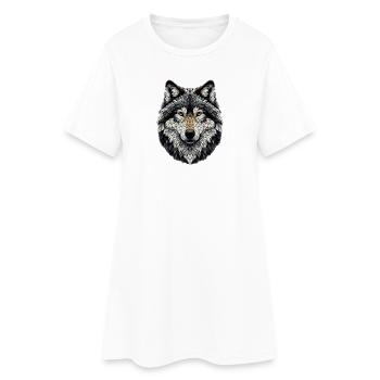 Loup dans le style mosaïque - Robe T-shirt Femme - blanc - Devant