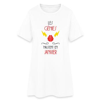 Les Génies Naissent en Janvier Cadeau Naissance - Robe T-shirt Femme - blanc - Devant