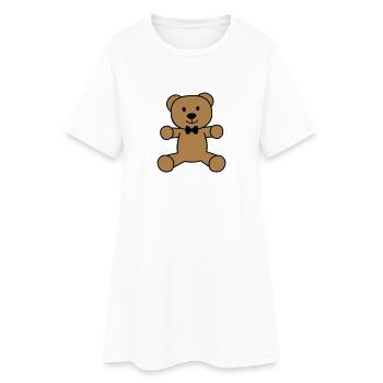 Teddybär mit Fliege - Frauen T-Shirt-Kleid - Weiß - Vorne