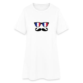 french mustache glasses nerd - like a sir - Women’s T-Shirt Dress - white - Front