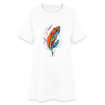 Feather - Frauen T-Shirt-Kleid - Weiß - Vorne