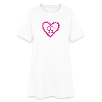 Cœur des deux symboles féminins - Robe T-shirt Femme - blanc - Devant