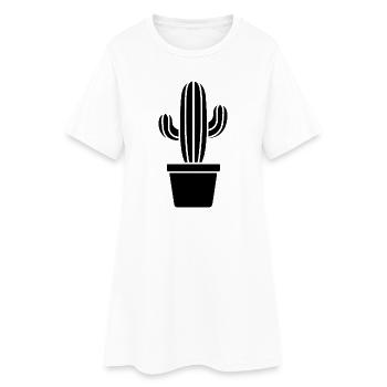 Silhouette de cactus dans un motif de plante en pot - Robe T-shirt Femme - blanc - Devant