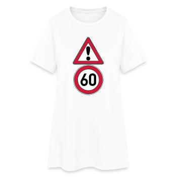 60.Geburtstag , Achtung 60 Schild (25) - Frauen T-Shirt-Kleid - Weiß - Vorne