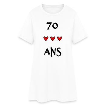 70. 70 ANS. 70e ANNIVERSAIRE. ANNIVERSAIRE 70 ANS. - Robe T-shirt Femme - blanc - Devant