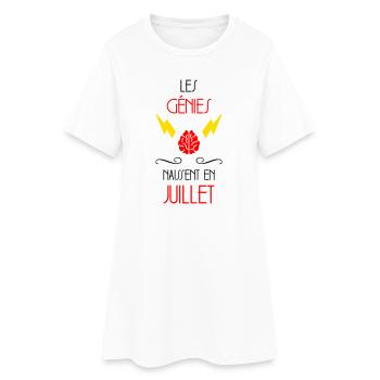 Les Génies Naissent en Juillet Design Humour - Robe T-shirt Femme - blanc - Devant