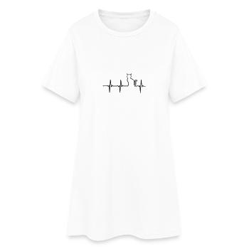 Mon coeur bat pour les chats - Robe T-shirt Femme - blanc - Devant