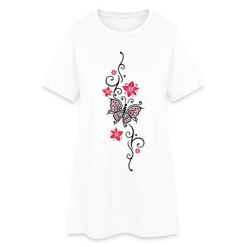 Vrille floral papillon fleurs d'été fleurs - Robe T-shirt Femme - blanc - Devant