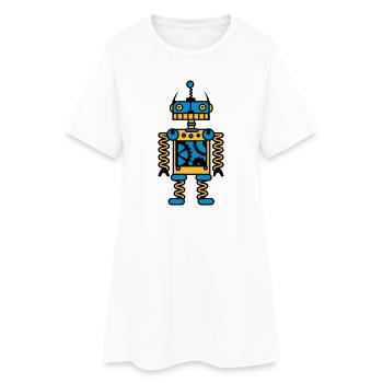 Un robot avec des engrenages - Robe T-shirt Femme - blanc - Devant