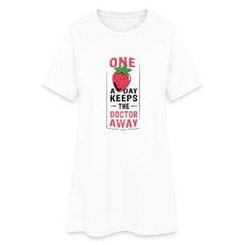 UNE fraise par jour éloigne le médecin - Robe T-shirt Femme - blanc - Devant