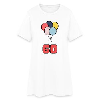 60. 60 ANS. 60e ANNIVERSAIRE. ANNIVERSAIRE 60 ANS. - Robe T-shirt Femme - blanc - Devant