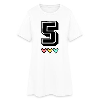 5. 5 ANS. 5e ANNIVERSAIRE. ANNIVERSAIRE 5 ANS - Robe T-shirt Femme - blanc - Devant