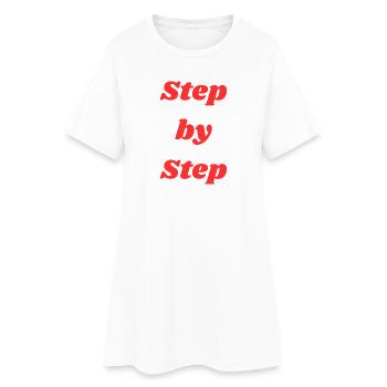 Schritt für Schritt Typografie - Frauen T-Shirt-Kleid - Weiß - Vorne