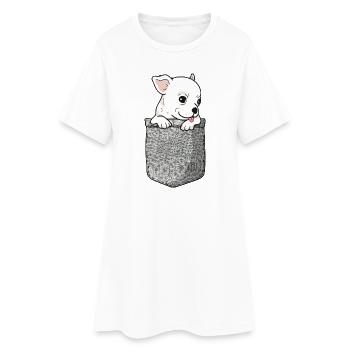 Chihuahua Chihuahueño Pocket - Frauen T-Shirt-Kleid - Weiß - Vorne