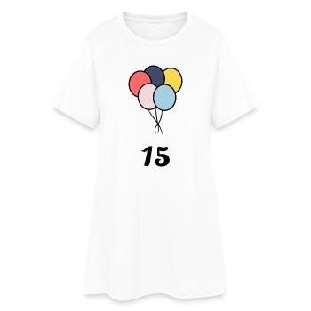 15. 15 ANS. 15e ANNIVERSAIRE. ANNIVERSAIRE 15 ANS. - Robe T-shirt Femme - blanc - Devant