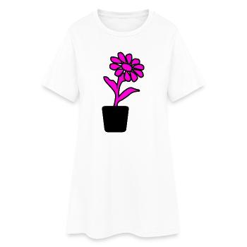 Blume - Frauen T-Shirt-Kleid - Weiß - Vorne