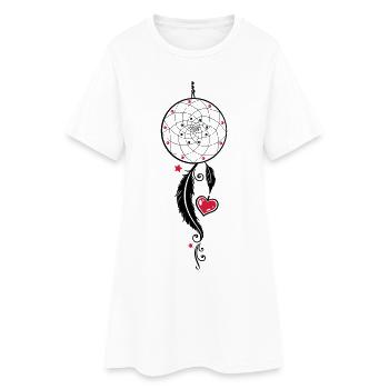 Dreamcatcher, coeur et aux plumes, style girlie - Robe T-shirt Femme - blanc - Devant