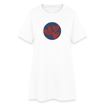 HERZ. HERZ. VALENTINSTAG. LIEBE. LIEBE. PAAR. - Frauen T-Shirt-Kleid - Weiß - Vorne