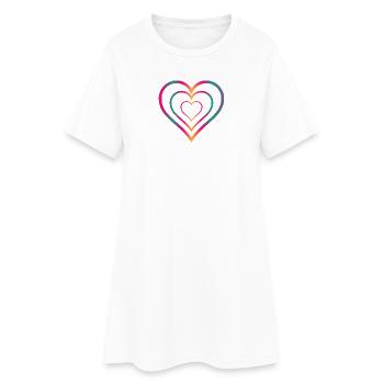 HERZ - Frauen T-Shirt-Kleid - Weiß - Vorne