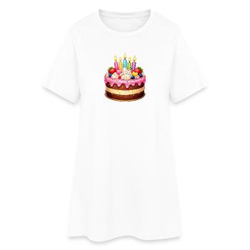 Gâteau d’anniversaire avec bougies - Robe T-shirt Femme - blanc - Devant
