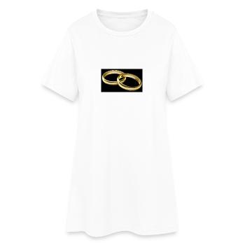 wedding rings - Women’s T-Shirt Dress - white - Front