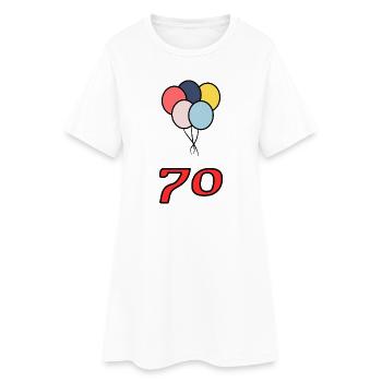 70. 70 JAHRE. 70-JÄHRIGES JUBILÄUM. 70-JÄHRIGES JUBILÄUM. - Frauen T-Shirt-Kleid - Weiß - Vorne