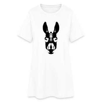 Esel / Kopf  - Frauen T-Shirt-Kleid - Weiß - Vorne