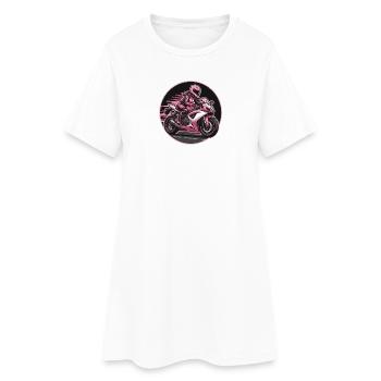 Un pilote rose sur une moto sportive - Robe T-shirt Femme - blanc - Devant