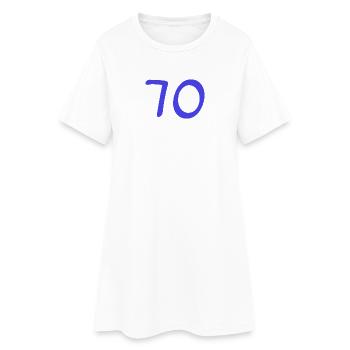 70. 70 JAHRE. 70-JÄHRIGES JUBILÄUM. 70-JÄHRIGES JUBILÄUM. - Frauen T-Shirt-Kleid - Weiß - Vorne