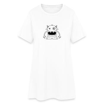 Monstre drôle avec des cornes - Robe T-shirt Femme - blanc - Devant