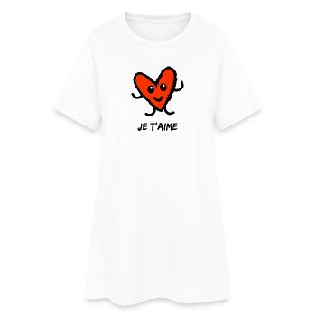 COUPLE. SAINT VALENTIN. JUST MARRIED. COEUR. EVJF. - Robe T-shirt Femme - blanc - Devant