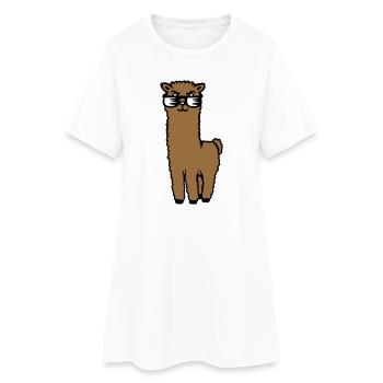 Alpaka Lama Sonnenbrille schlau lustig cool Tier - Frauen T-Shirt-Kleid - Weiß - Vorne