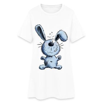 Lapin bleu - Robe T-shirt Femme - blanc - Devant