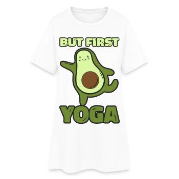 Mais d’abord Yoga-Funny Yoga Avocado Design - Robe T-shirt Femme - blanc - Devant