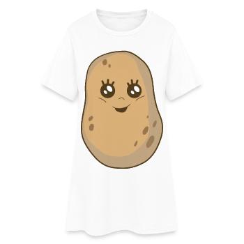 Potato Vegetables Kawai Potatoes Dish - Women’s T-Shirt Dress - white - Front