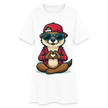 Loutre amoureuse - Robe T-shirt Femme - blanc - Devant