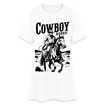 Silhouette du cow-boy de rodéo à cheval - Robe T-shirt Femme - blanc - Devant