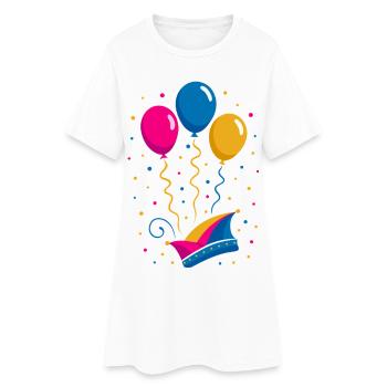 Carnaval avec bonnet de bouffon et ballons colorés - Robe T-shirt Femme - blanc - Devant