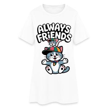 Toujours amis du chat et de la souris - Robe T-shirt Femme - blanc - Devant