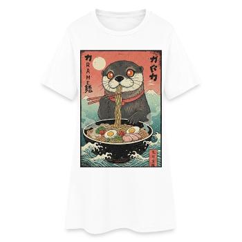 Nouilles ramen à la loutre de Kawaii - Robe T-shirt Femme - blanc - Devant